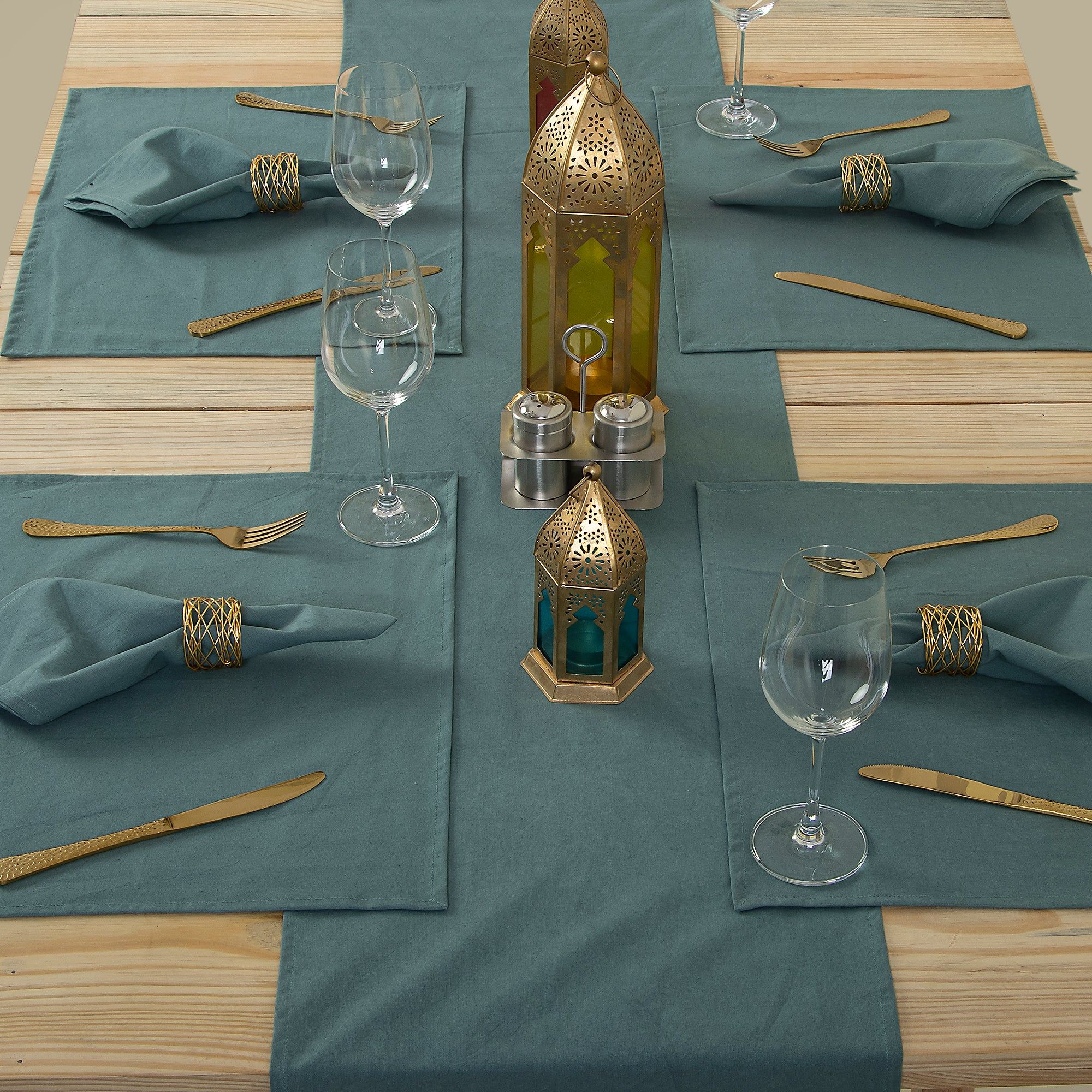 Solid Pure Cotton Table Mats And Runners